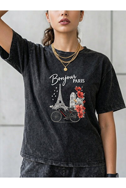Pink Sky Μπλουζάκι Unisex Oversize με εφέ ξεβαμμένου υφάσματος, Vintage Stree...