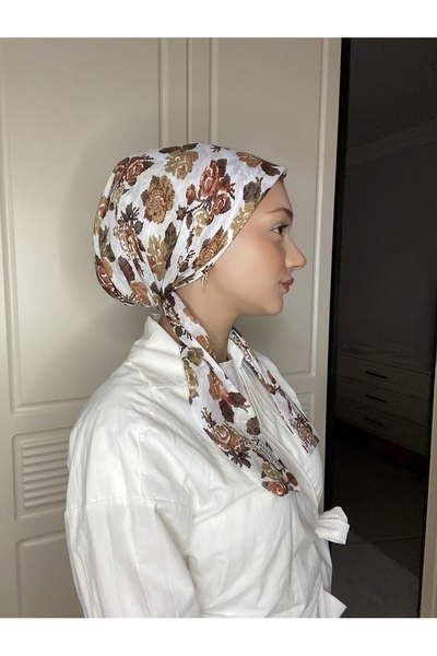 Anatolye White Tile Floral Cheesecloth Scarf Bonnet - Non-Slip, Anti-Sweat (N...
