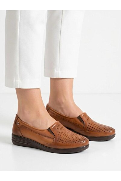 Lütfi Women's Tan Inner and Outer Genuine Leather Orthopedic Soft Sole Comfor...