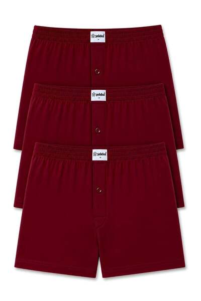 YILDIZ Towel Waist Men's Boxer Claret Red 100% Cotton 3-Pack