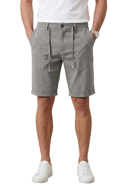 DeepSEA Pantaloni scurți pentru bărbați, gri, slim fit, cu textură în dungi, ...