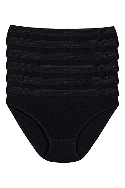 YILDIZ Ribana Belted Bikini Women's Panties Black 100% Cotton Pack of 6