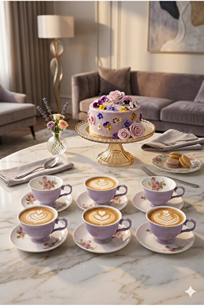 Generic Turkish Coffee Cups Set with Saucers Elegant Floral Patterns for High...