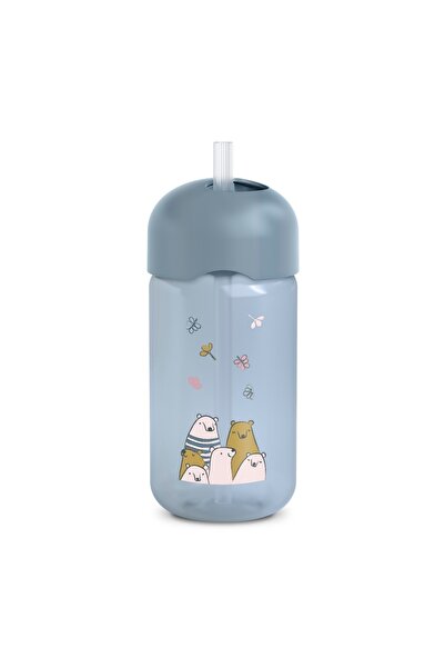 Suavinex Γυάλινο ποτήρι νερού χωρίς σταγόνες, Bears, 340 ml, μπλε