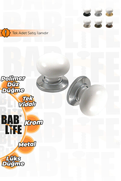 bablife Dugme sa porcelanskim izgledom, belo-hromirano, prečnika 35 mm, ručke...