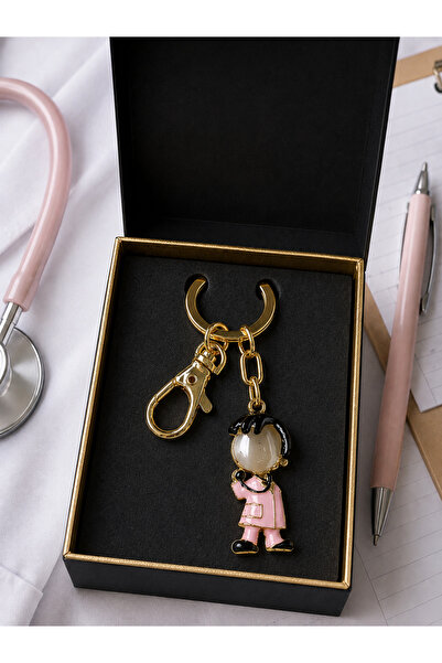 PULİNİN DÜKKANI Nurse Keychain – Gold Bag Ornament with Doctor Figure – Gift ...