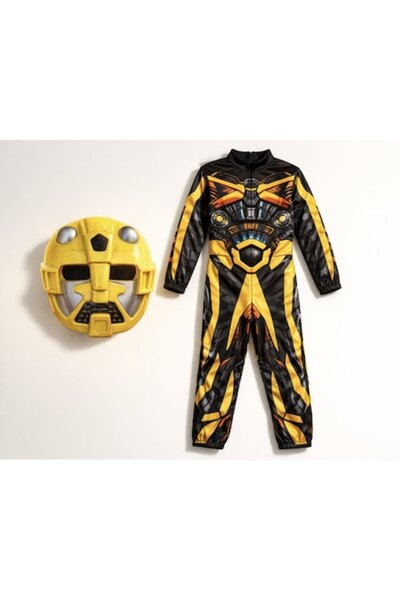 GIMASE Costum de supererou Bumblebee pentru copii, mărimea L (7-8 ani), mască...