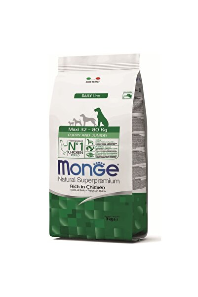Monge Puppy & Junior Maxi Ξηρά Τροφή Σκύλου Κοτόπουλο 3kg (-20%)