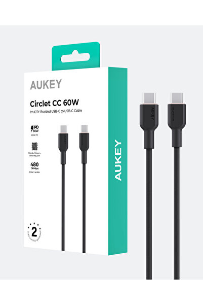 AUKEY Circlit CC 60W Cable 1m. DTY Braided USB-C to USB-C