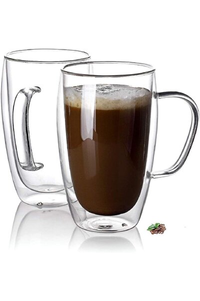 Lushh Double Walled Glass Coffee Cups, Set of 2 Large Glass Tea Cup with Hand...
