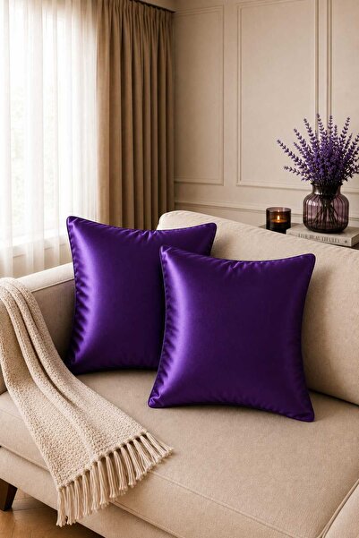 Deko Dekor 2-Piece Decorative Satin Cushion Cover 100% Cotton with Zipperless...