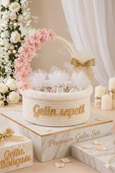 RH GALAXİ TEKSTİL Kahverindecor Hasır Gelin Bohçası sepeti, Çeyiz,Söz,Nişan, ...