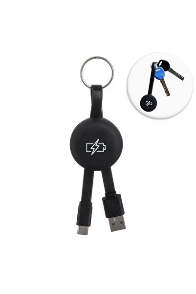 Z Store Cablu USB Tip C extensibil negru cu breloc 13cm