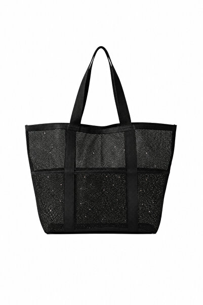MONAAR Linen Beach Bag with Glittery Pockets