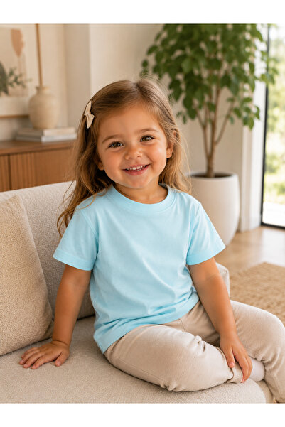 BAHNUR Comfortable Cut Unisex Kids' Baby Basic T-Shirt – Light Blue, Cotton, ...