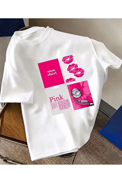 LELVANİ Colorful Lip Mon Cheri Printed Crew Neck T-Shirt