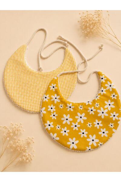 LUMİBABY BUTİK 100% Cotton Baby Bib Set, Double Layer, Towel Collar (2 Pieces)