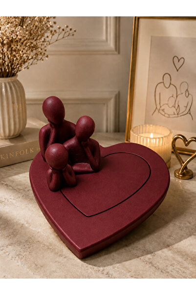 Gizem Design Products Mutlu Aile Seti Salon Dekoratif Set (Bordo)