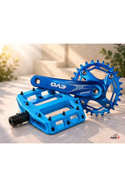 Evo MTB TEKLİ RENKLİ AYNAKOL 34T KAREMİL + ÇİVİLİ PLATFORM PEDAL