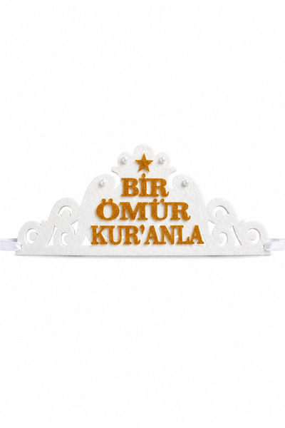 Aydede Oyunevi Kuran Tacı Keçe Bir Ömür Kuranla Kurana Geçme Tacı Beyaz