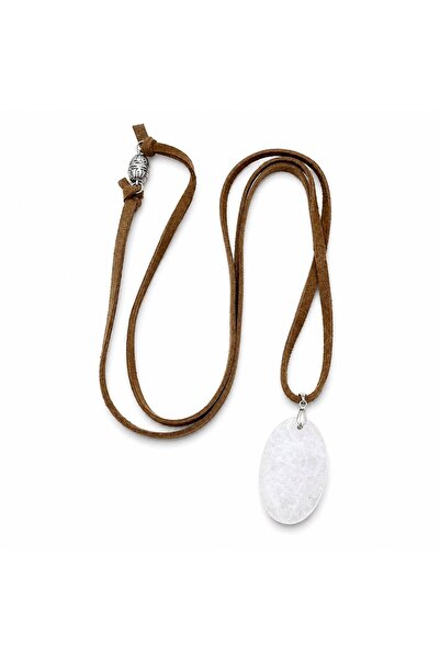 JİMNY JEWELRY Noma Real Leather Suede Rope Natural Stone End Multi-Use Necklace