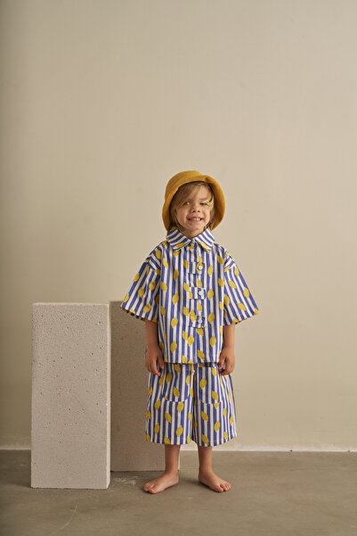 Oh La La Koala For Little Ones Blue Color Parade Gabardine Shirt Suit