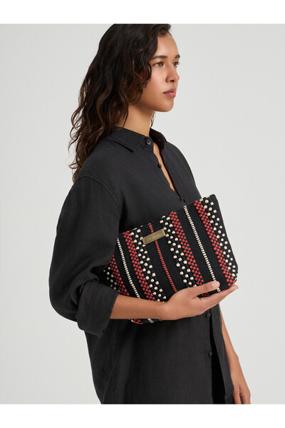 SEA YOU SOON Τσάντα χειρός Limonta Midi Clutch Μαύρο – 100% Βαμβάκι – 32×22×9...