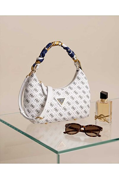 Guessto White Monogram Printed Women's Shoulder and Handbag
