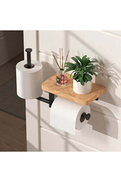 Vivendo Suport multifunctional pentru hartia igienica din otel si lemn, 2 mod...