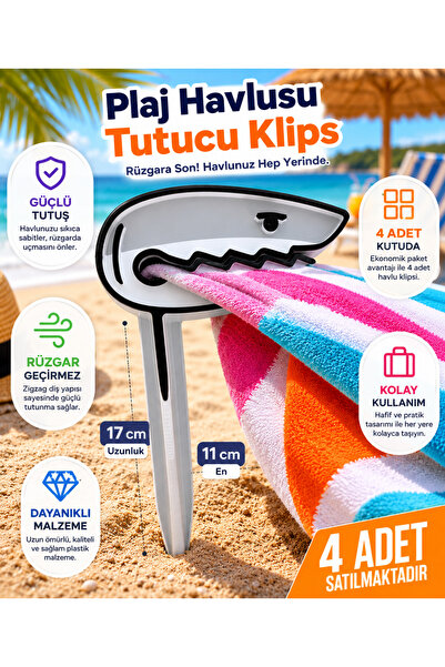 Formera 4'lü Plaj Havlusu Sabitleyici Klips Seti – Rüzgar Önleyici Havlu Tutu...