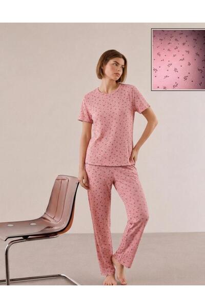 sleeproom Pink Small Floral Patterned Pajama Set