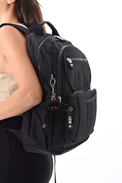 Siyah 8860 Unisex Klınkır Maymunlu Günlük ve Okul Sırt Çantası