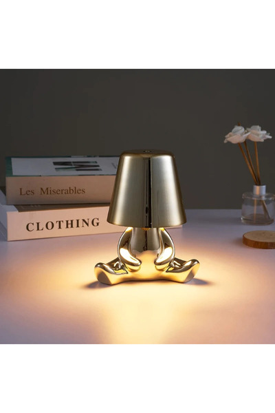 Vivendo Veioza cu touch, Little Golden Man Thinker Lamp, incarcare USB, aurie...