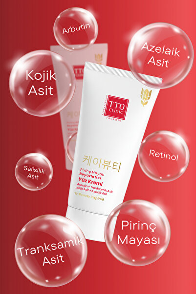 TTO Yüz Kremi Aydınlatıcı 50 ml Pirinç Mayası Niacinamide Clinic Kore Serisi Cilt Bakımı
