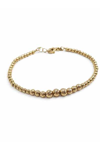 Aur 585 Brățară unisex din aur galben 14k, model biluțe fațetate, 18+2 cm, 5,...