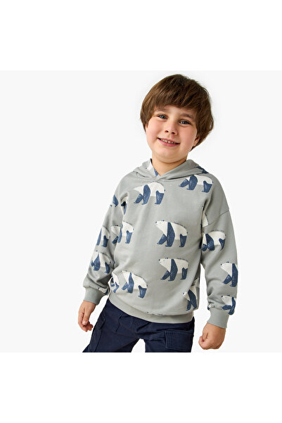 Juniors Panda Print Hooded Sweatshirt with Long Sleeves