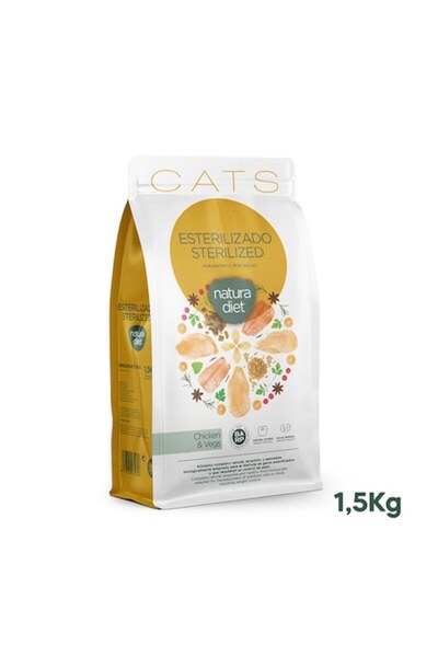 Natura Diet Sterilized Chicken & Vegs Cat Food, Chicken and Vegetables 1.5kg,...