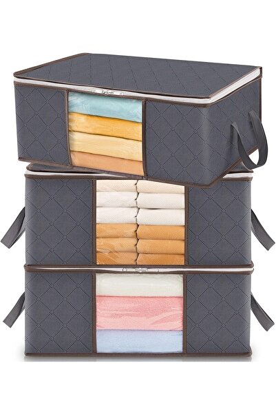 Urban URBANNX 3 Pack 35L Clothes Storage Bins with Lids, Foldable Blanket Sto...
