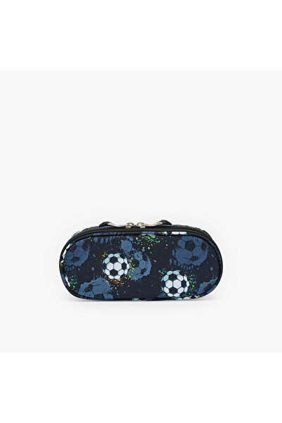 ST Right St.Right Football Print Pencil Pouch with Zip Closure