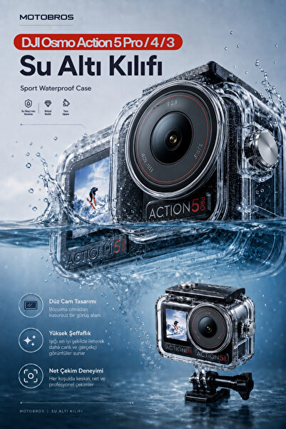 Motobros DJI Osmo Action 5 Pro / 4 / 3 Uyumlu Su Altı Kılıfı Waterproof Case ...