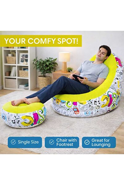 iqraafashion Comfortable Bean Bag Chair with Footrest Lounge Sofa Seat