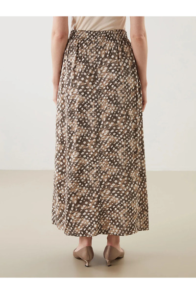 LC Waikiki Beige Elastic Waist Patterned Women's Skirt