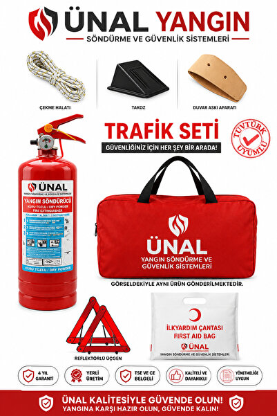 ünalgrup Trafik Seti 1 kg Yangın Söndürücü İlk Yardım Çantası Reflektörlü Üçg...