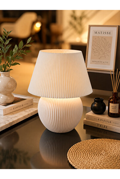 Modern LED Masa Lambası – Ribbed Tasarım Dekoratif Gece Lambası