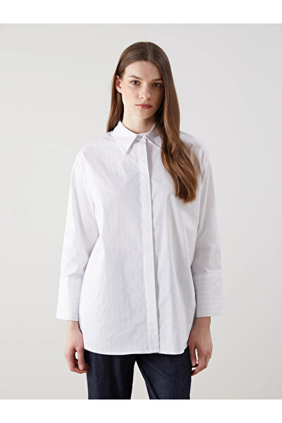 LC Waikiki Gray Striped Poplin Women's Shirt Tunic