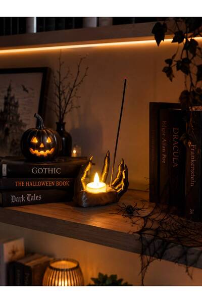 NOVATECH İNOVASYON Halloween Temalı El Figürlü Mumluk ve Tütsülük Pilli Mum U...