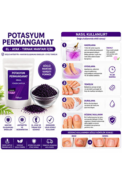 WE CHEM EL AYAK TIRNAK MANTARI TEDAVİSİ POTASYUM PERMANGANAT 100GR