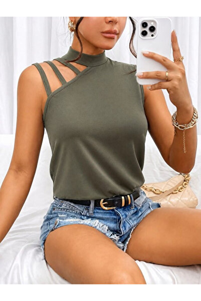 Efnaz style Women's Viscose Blouse with Ribbon Detail on the Shoulder and Sem...