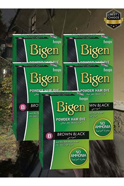 BİGEN 5 Pieces Hair Dye Powder Brown and Black with Regular Water Without Amm...