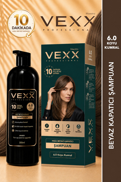 vexx maestro Vexx Professional Beyaz Kapatıcı Pratik Boya Şampuan (Koyu Kumra...